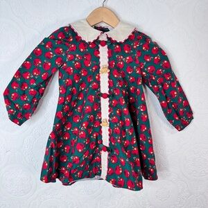 Vintage Peaches N Cream sz 4 Back To School Apples Cottagecore Peter Pan Collar